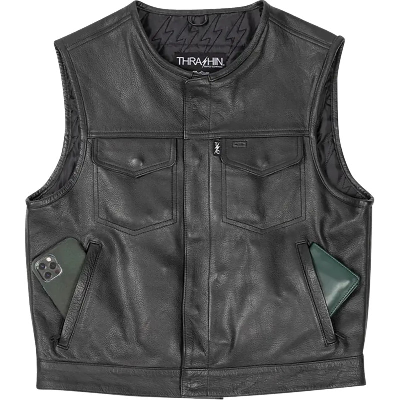 THRASHIN SUPPLY CO. Vesta Scurta De Echitatie Din Piele Encinal Neagra 28208109 0810159443340 DX62DAV