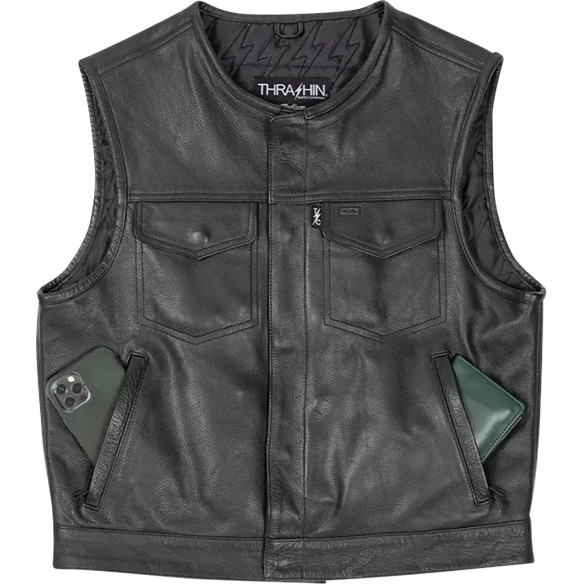 THRASHIN SUPPLY CO. Vesta Scurta De Echitatie Din Piele Encinal Neagra 28208109 0810159443340 DX62DAV