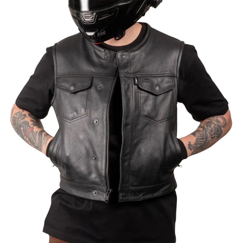 THRASHIN SUPPLY CO. Vesta Scurta De Echitatie Din Piele Encinal Neagra 28208109 0810159443340 DX62DAV