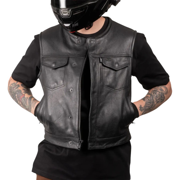 THRASHIN SUPPLY CO. Vesta Scurta De Echitatie Din Piele Encinal Neagra 28208109 0810159443340 DX62DAV